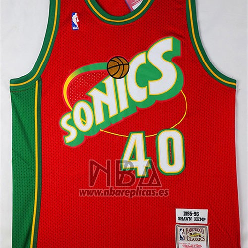 Camiseta Seattle SuperSonics Shawn Kemp NO 40 Historic Retro Rojo